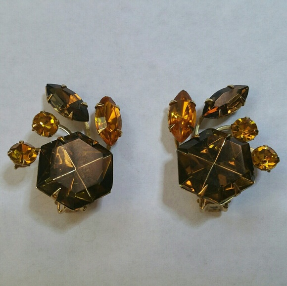 Vintage Beau Jewels rootbeer climber earrings - Picture 3 of 8